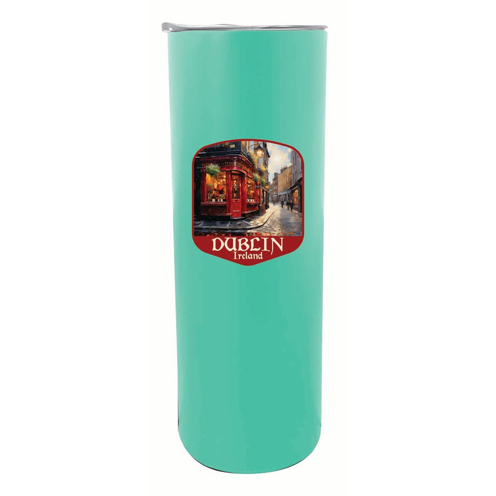 Dublin Ireland Red Pub Design Souvenir 20 oz Insulated Stainless Steel Skinny Tumbler Image 1