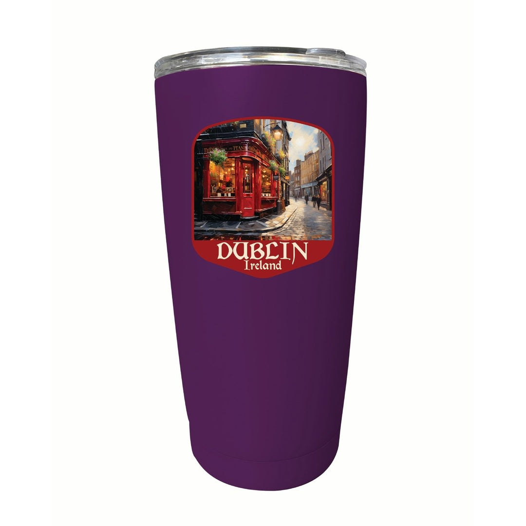 Dublin Ireland Red Pub Design Souvenir 16 oz Stainless Steel Insulated Tumbler Image 1