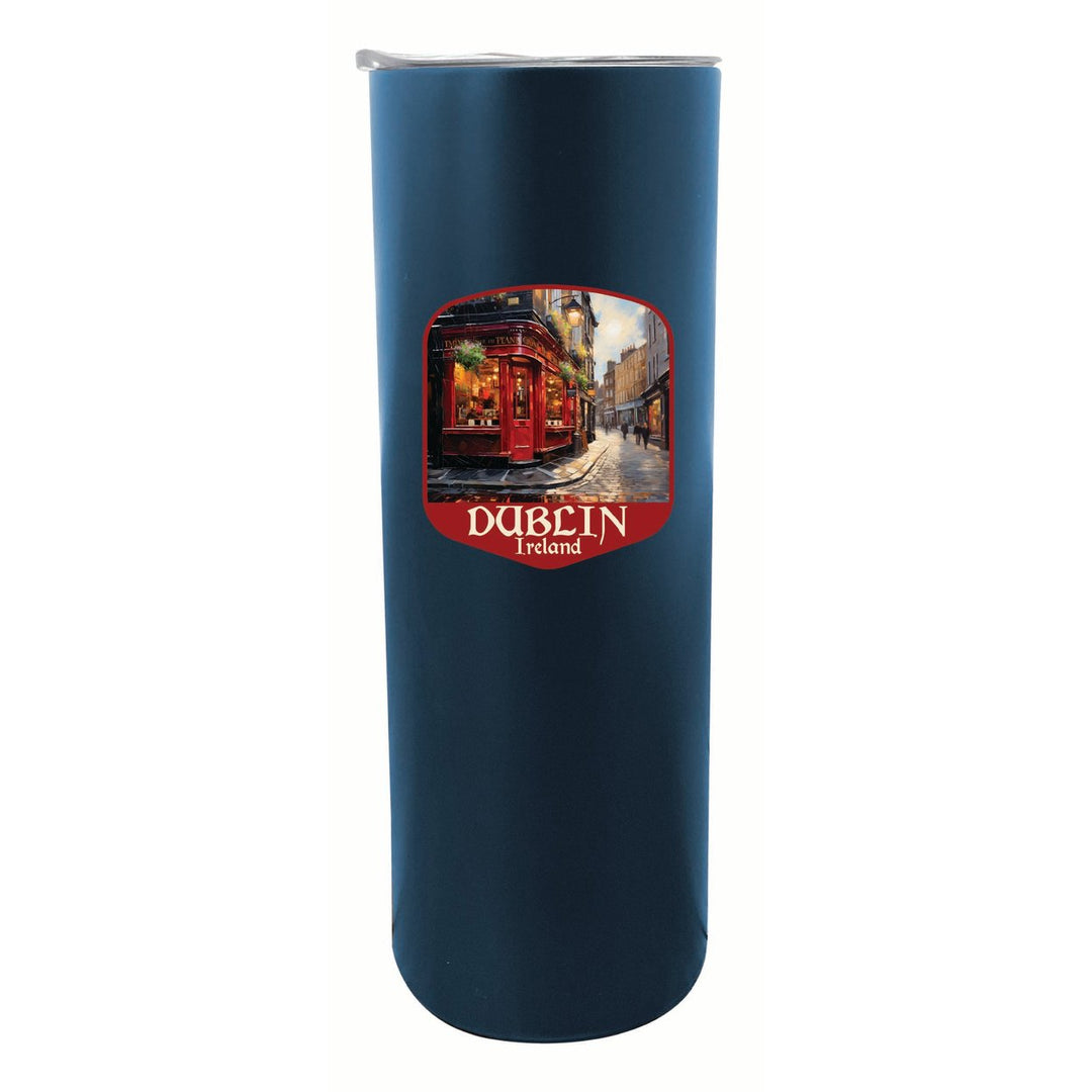 Dublin Ireland Red Pub Design Souvenir 20 oz Insulated Stainless Steel Skinny Tumbler Image 4