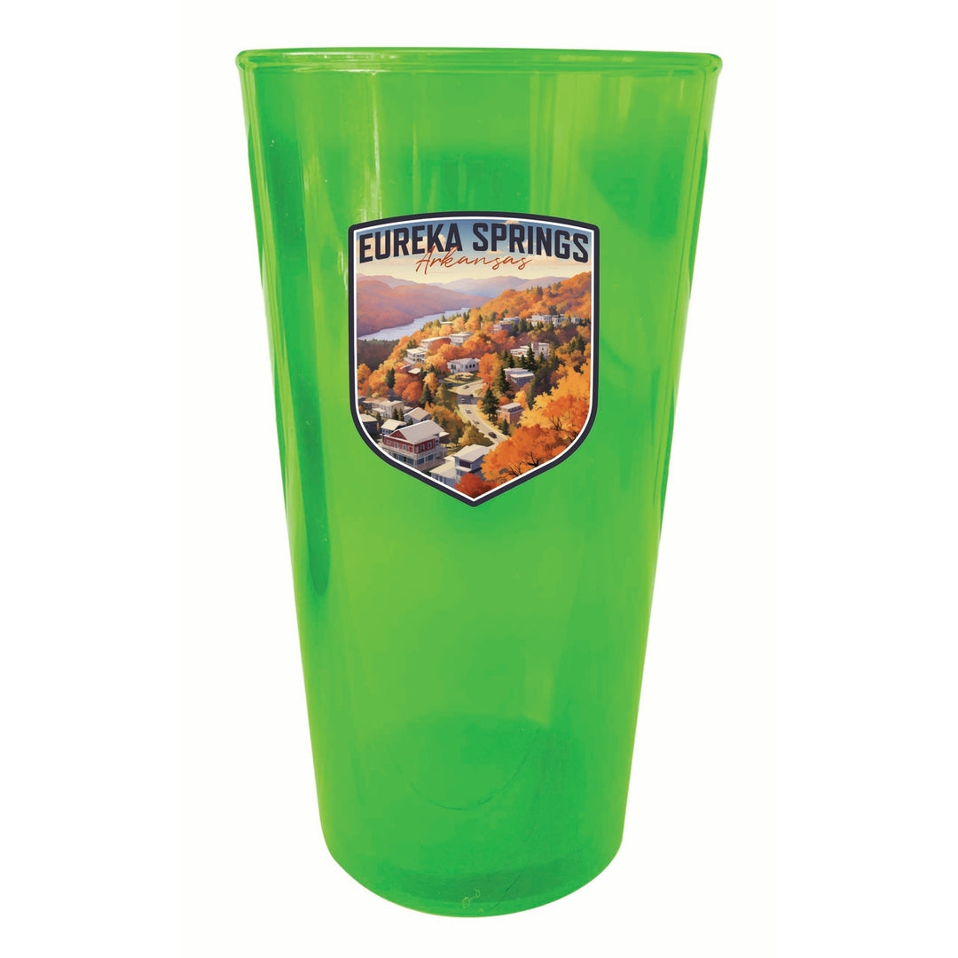 Eureka Springs Arkansas Little Switzerland of the Ozarks Design Souvenir Plastic 16 oz pint Image 1