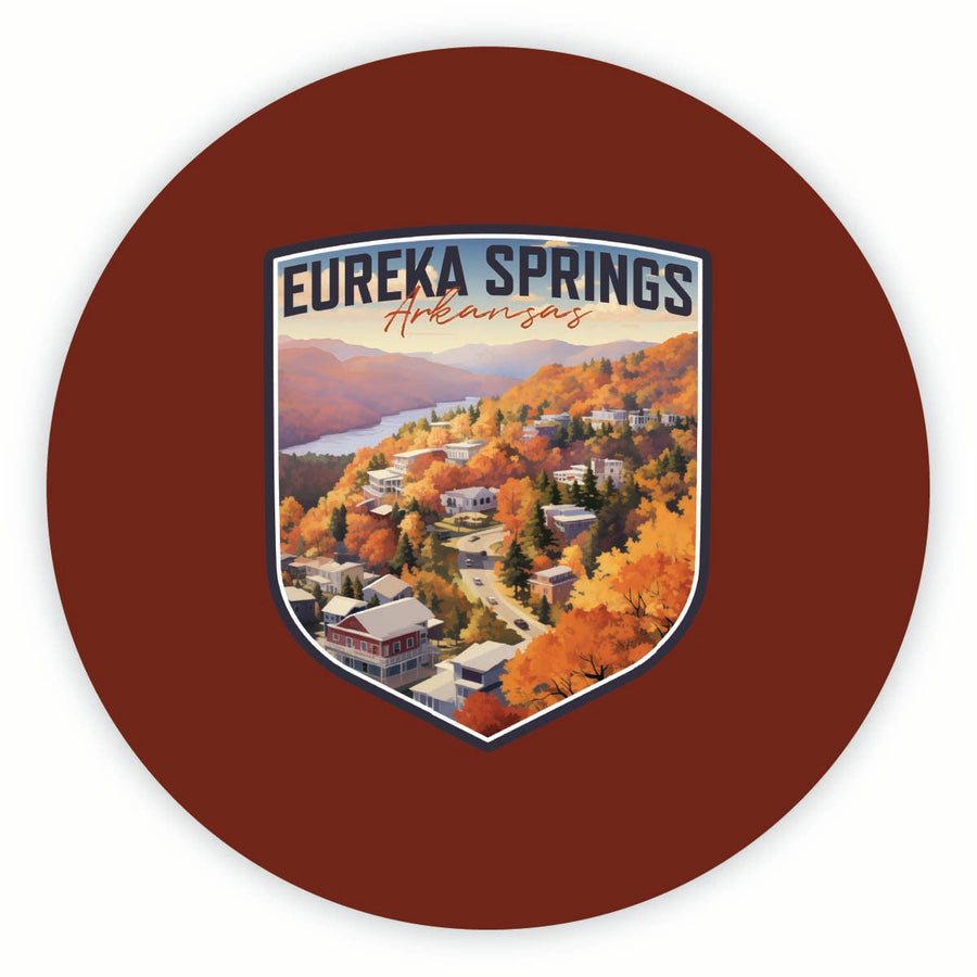 Eureka Springs Arkansas Little Switzerland of the Ozarks Design Souvenir Round Vinyl Decal Sticker Image 1