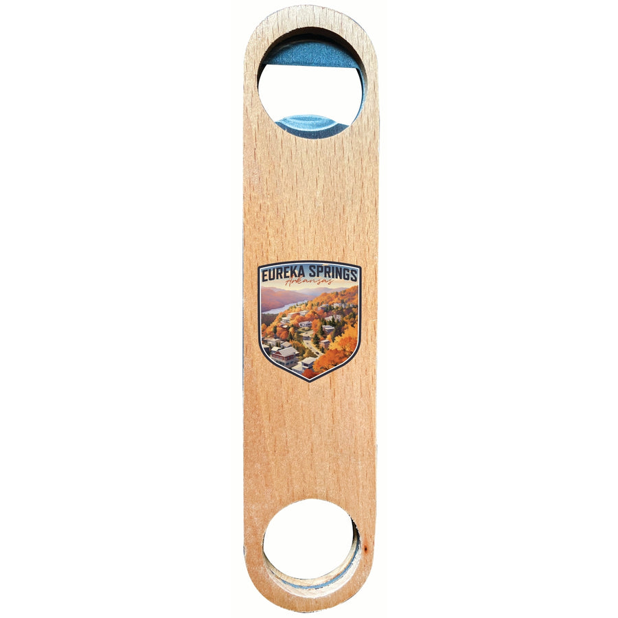 Eureka Springs Arkansas Little Switzerland of the Ozarks Design Souvenir Wooden Bottle Opener Image 1