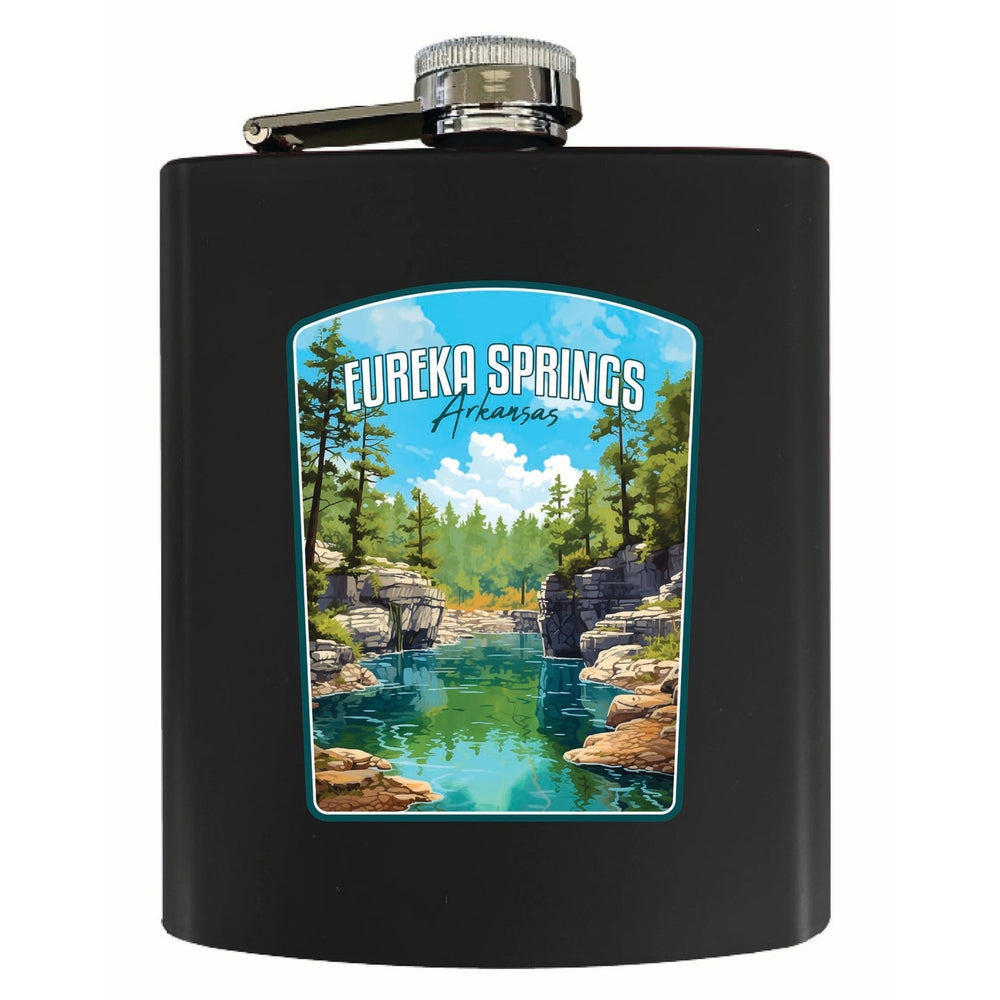 Eureka Springs Arkansas Natural Springs Design Souvenir 7 oz Steel Flask Matte Finish Image 2