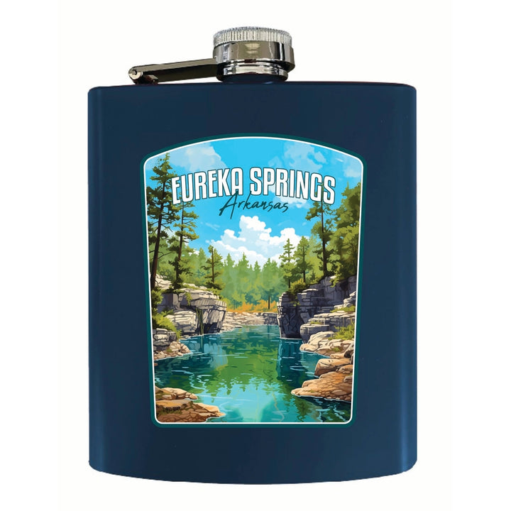 Eureka Springs Arkansas Natural Springs Design Souvenir 7 oz Steel Flask Matte Finish Image 3