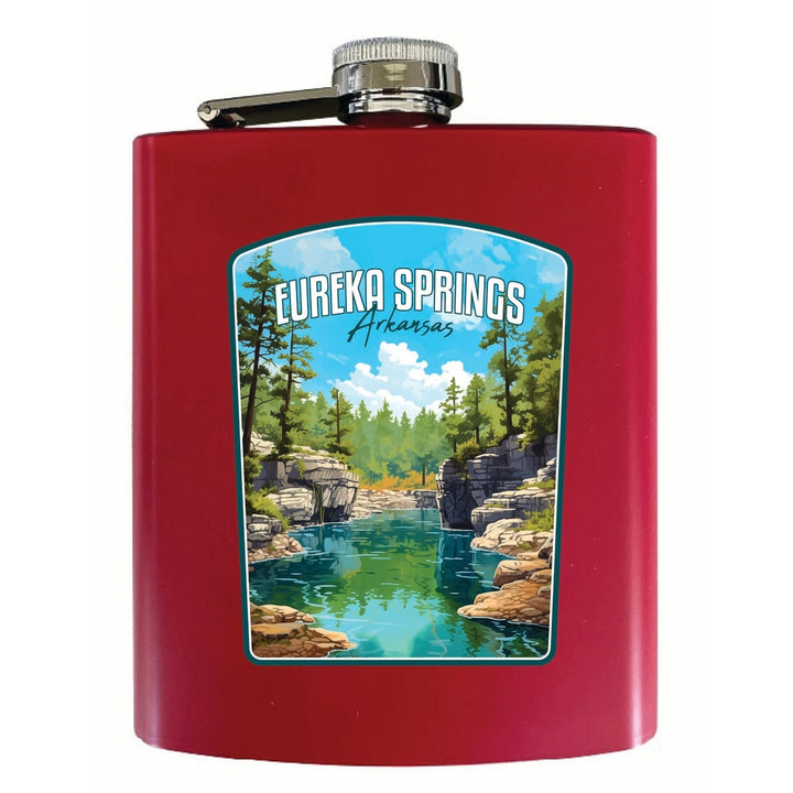 Eureka Springs Arkansas Natural Springs Design Souvenir 7 oz Steel Flask Matte Finish Image 4