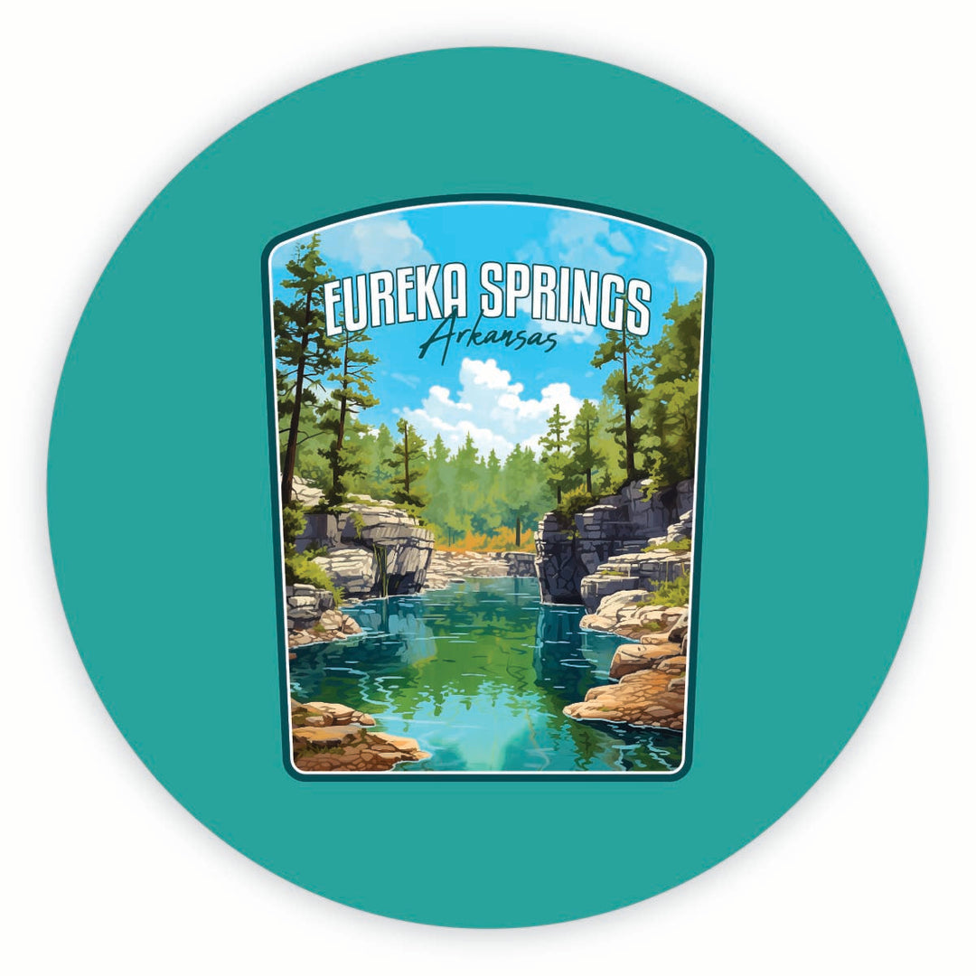 Eureka Springs Arkansas Natural Springs Design Souvenir Round Vinyl Decal Sticker Image 1