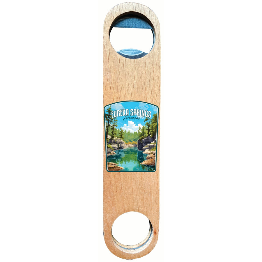 Eureka Springs Arkansas Natural Springs Design Souvenir Wooden Bottle Opener Image 1