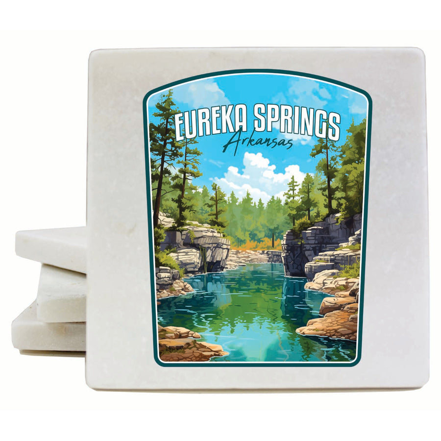 Eureka Springs Arkansas Natural Springs Design Souvenir 4x4-Inch Coaster Marble 4 Pack Image 1