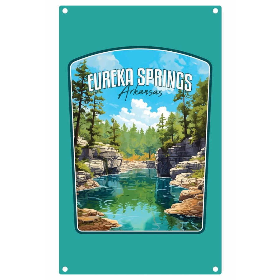 Eureka Springs Arkansas Natural Springs Design Souvenir Metal Sign 9 x 15 Image 1