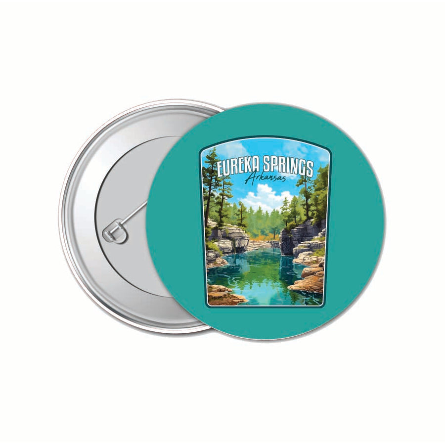 Eureka Springs Arkansas Natural Springs Design Souvenir Small 1-Inch Button Pin 4 Pack Image 1