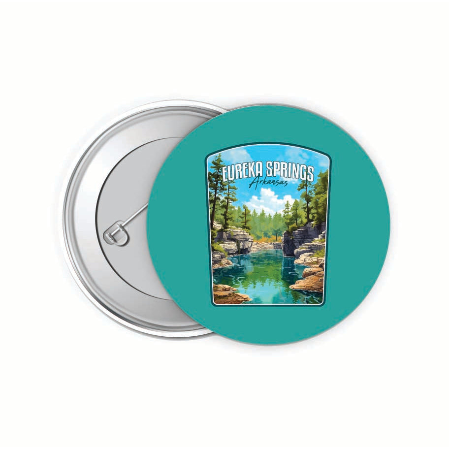 Eureka Springs Arkansas Natural Springs Design Souvenir Small 2-Inch Button Pin 4 Pack Image 1