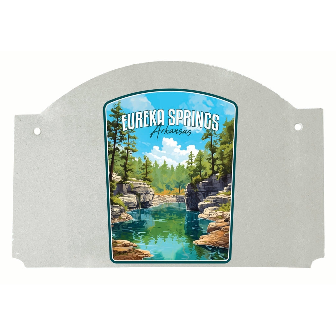 Eureka Springs Arkansas Natural Springs Design Souvenir Wood sign flat with string Image 1