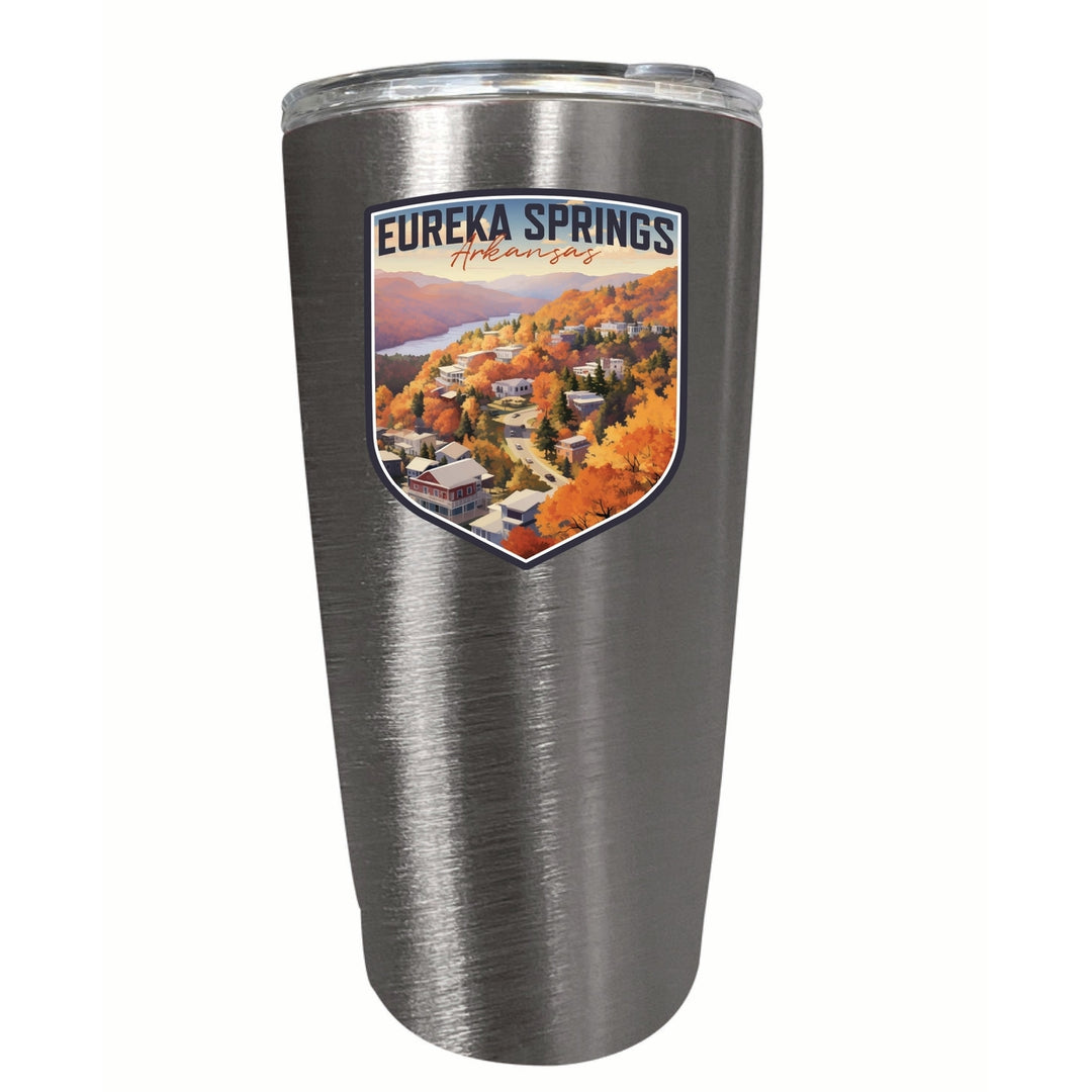 Eureka Springs Arkansas Little Switzerland of the Ozarks Design Souvenir 16 oz Insulated Tumbler STAINLESS STEEL Image 1