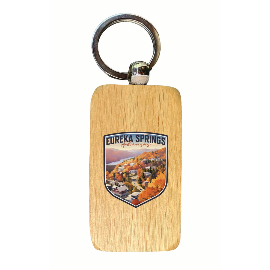 Eureka Springs Arkansas Little Switzerland of the Ozarks Design Souvenir 2.5x1-Inch Souvenir Wooden Keychain Image 1