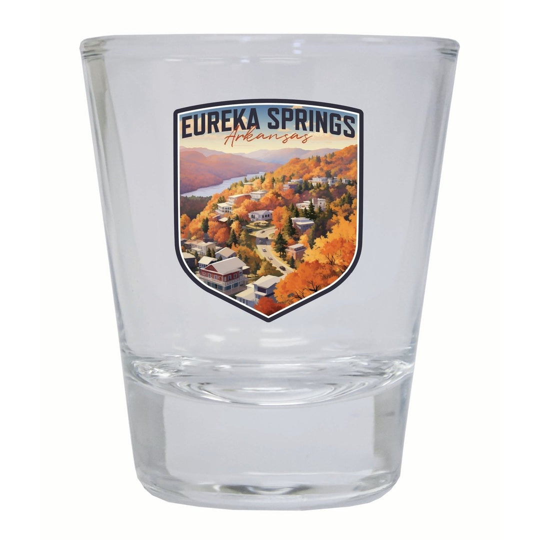 Eureka Springs Arkansas Little Switzerland of the Ozarks Design Souvenir 2 Ounce Shot Glass Round Image 1