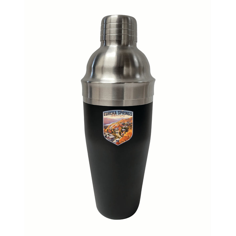 Eureka Springs Arkansas Little Switzerland of the Ozarks Design Souvenir 24 oz Stainless Steel Cocktail Shaker Black Image 1