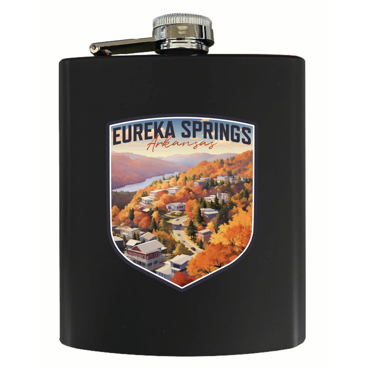 Eureka Springs Arkansas Little Switzerland of the Ozarks Design Souvenir 7 oz Steel Flask Matte Finish Image 2