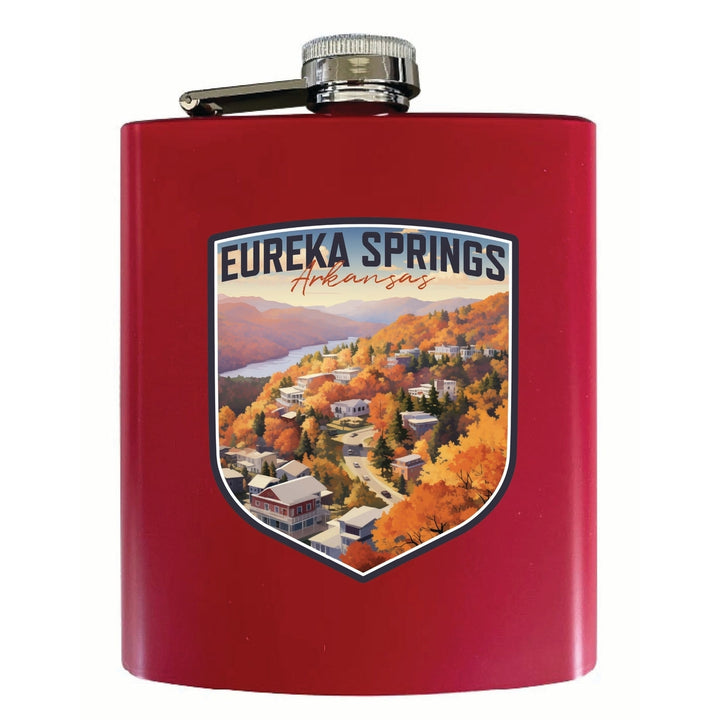 Eureka Springs Arkansas Little Switzerland of the Ozarks Design Souvenir 7 oz Steel Flask Matte Finish Image 3