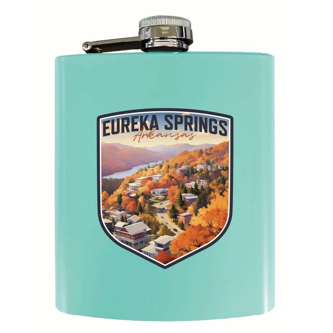 Eureka Springs Arkansas Little Switzerland of the Ozarks Design Souvenir 7 oz Steel Flask Matte Finish Image 4