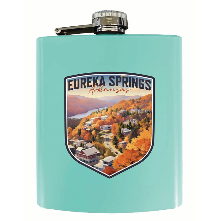 Eureka Springs Arkansas Little Switzerland of the Ozarks Design Souvenir 7 oz Steel Flask Matte Finish Image 4