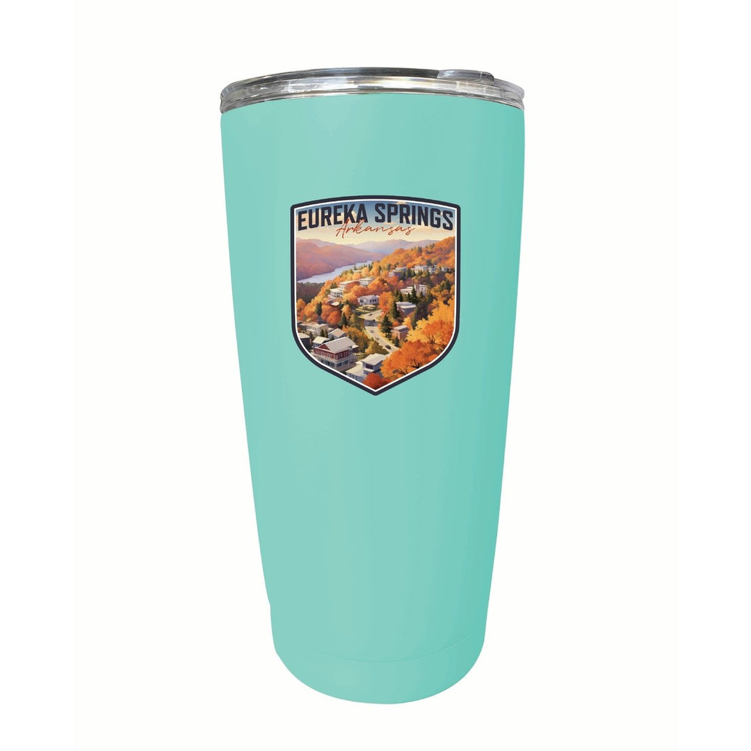 Eureka Springs Arkansas Little Switzerland of the Ozarks Design Souvenir 16 oz Insulated Tumbler STAINLESS STEEL Image 1