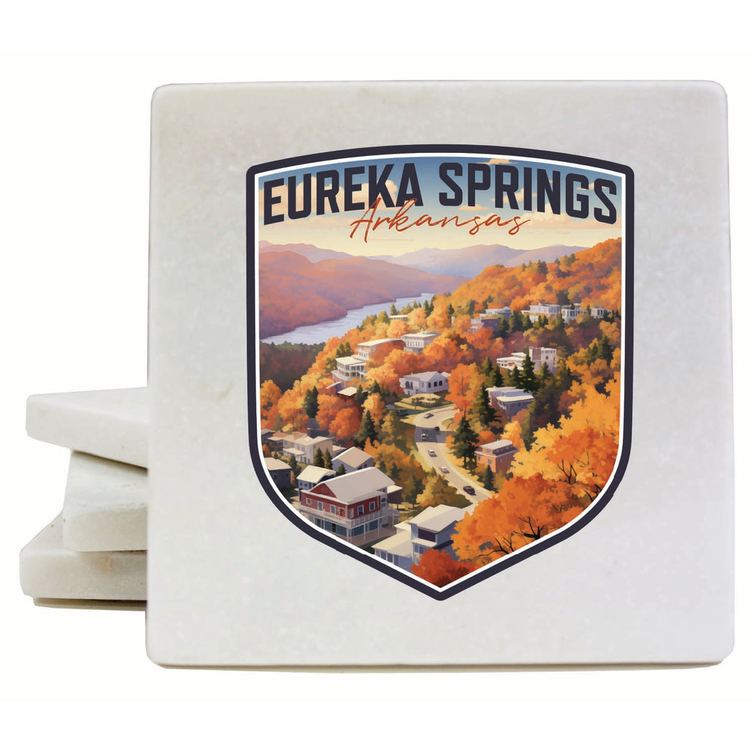 Eureka Springs Arkansas Little Switzerland of the Ozarks Design Souvenir 4x4-Inch Coaster Marble 4 Pack Image 1