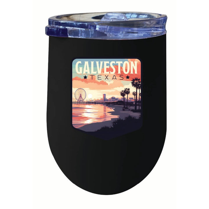 Galveston Texas Pleasure Pier Design Souvenir 12 oz Insulated Wine Stainless Steel Tumbler Image 3