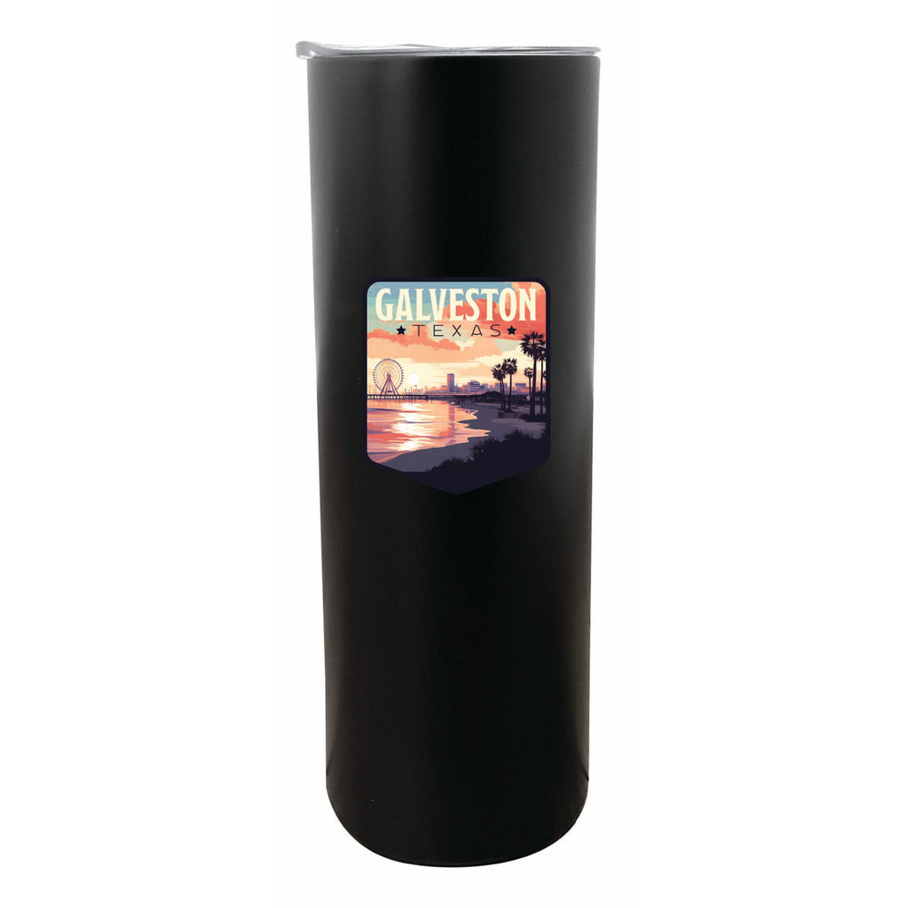 Galveston Texas Pleasure Pier Design Souvenir 20 oz Insulated Stainless Steel Skinny Tumbler Image 2