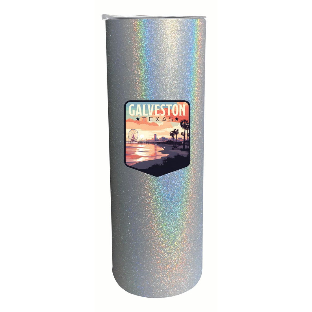 Galveston Texas Pleasure Pier Design Souvenir 20 oz Insulated Stainless Steel Skinny Tumbler Image 1