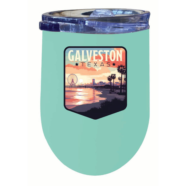 Galveston Texas Pleasure Pier Design Souvenir 12 oz Insulated Wine Stainless Steel Tumbler Image 4