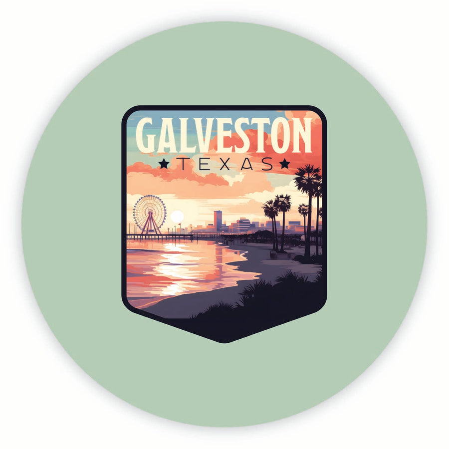 Galveston Texas Pleasure Pier Design Souvenir Round Fridge Magnet Image 1