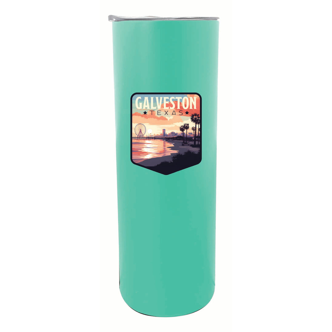 Galveston Texas Pleasure Pier Design Souvenir 20 oz Insulated Stainless Steel Skinny Tumbler Image 4