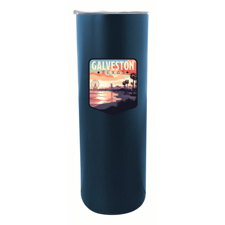 Galveston Texas Pleasure Pier Design Souvenir 20 oz Insulated Stainless Steel Skinny Tumbler Image 6