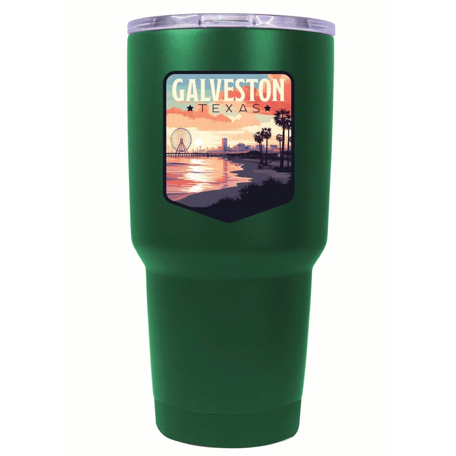 Galveston Texas Pleasure Pier Design Souvenir 24 oz Insulated Stainless Steel Tumbler Image 1