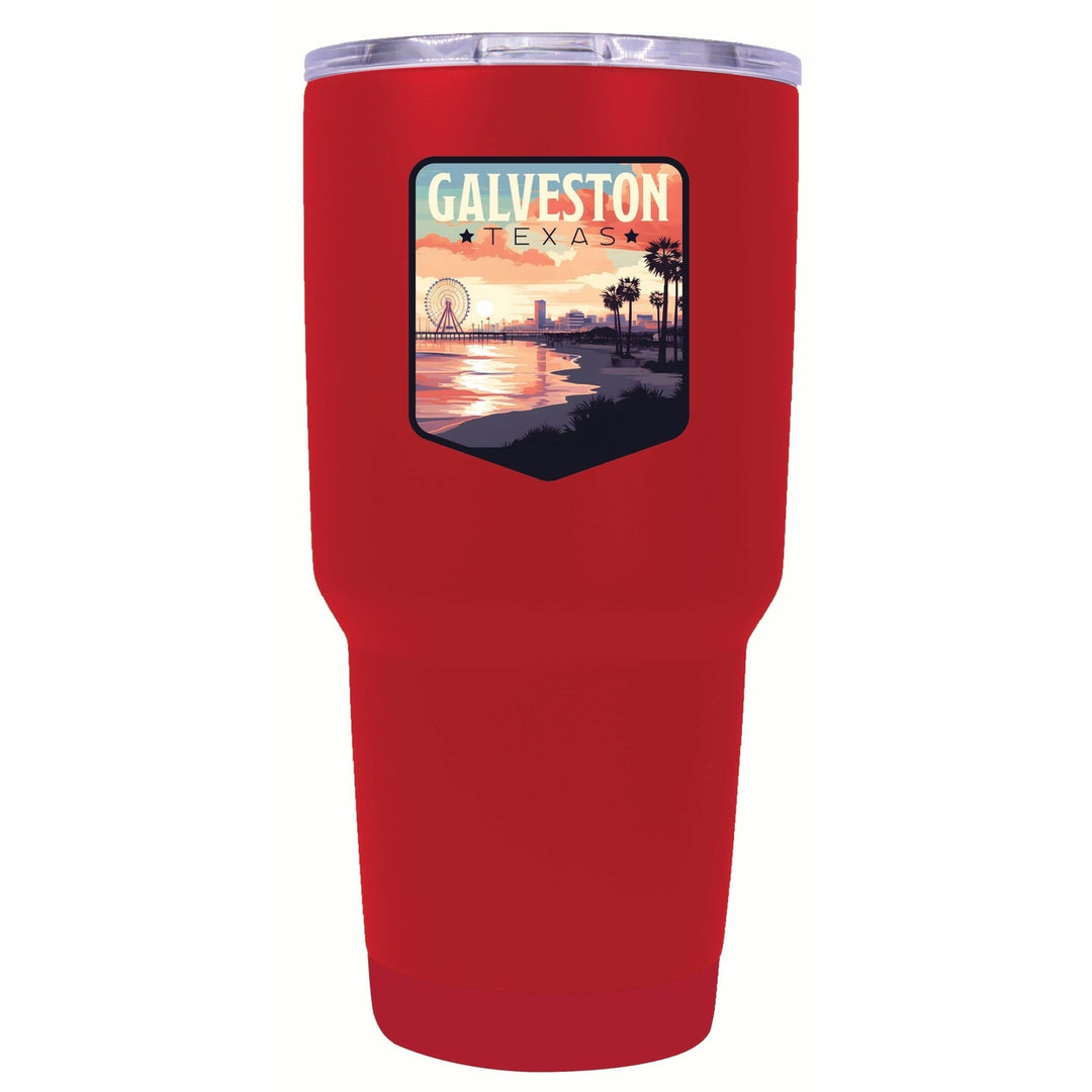 Galveston Texas Pleasure Pier Design Souvenir 24 oz Insulated Stainless Steel Tumbler Image 3