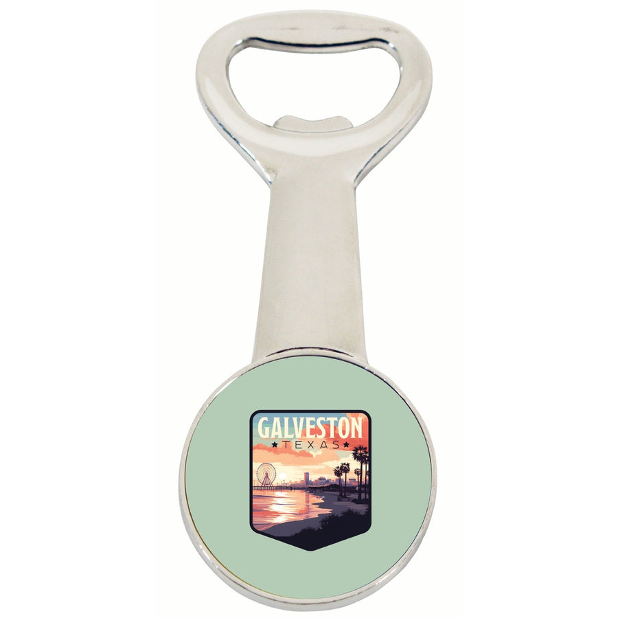 Galveston Texas Pleasure Pier Design Souvenir Magnetic Bottle Opener Image 1