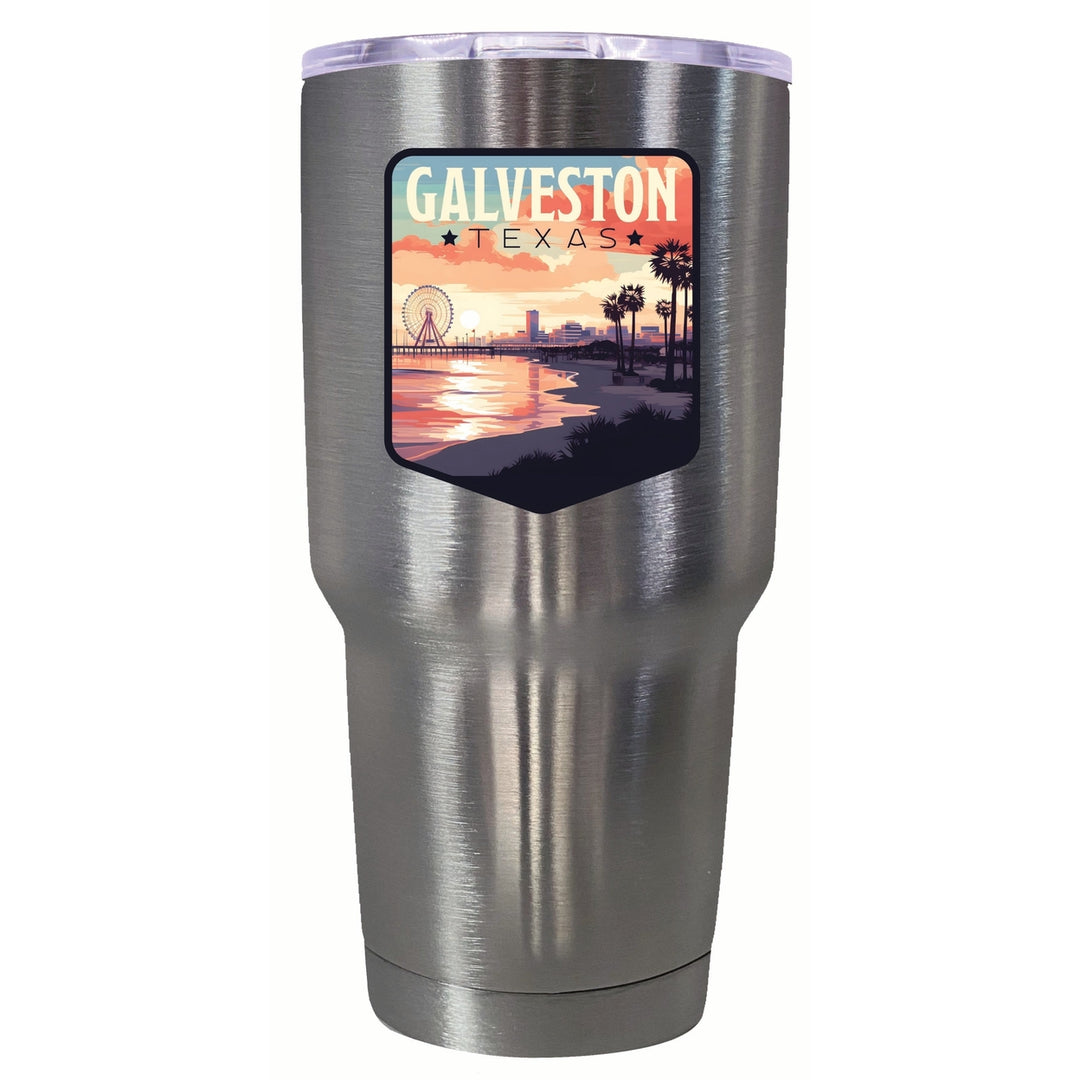 Galveston Texas Pleasure Pier Design Souvenir 24 oz Insulated Stainless Steel Tumbler Image 6