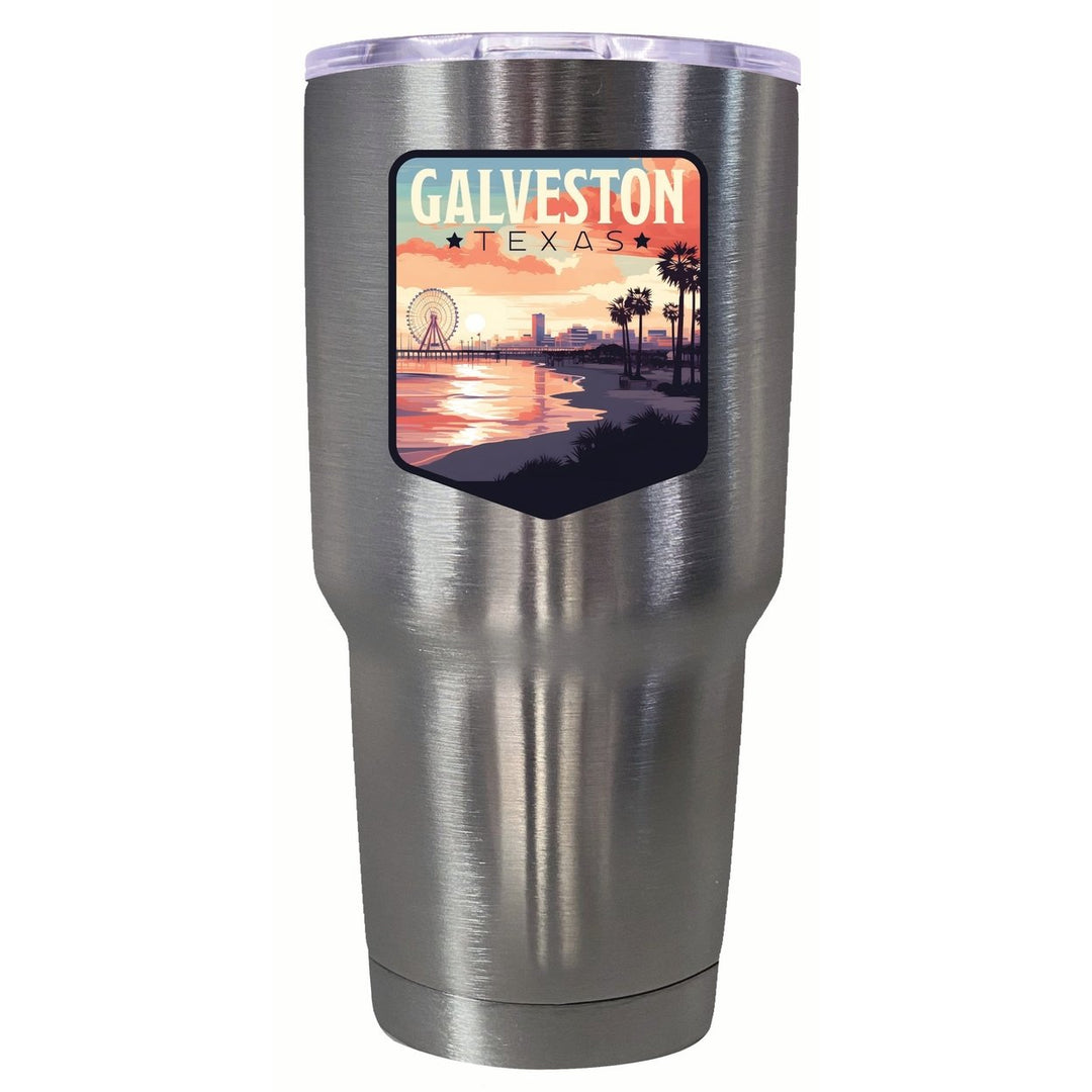 Galveston Texas Pleasure Pier Design Souvenir 24 oz Insulated Stainless Steel Tumbler Image 1