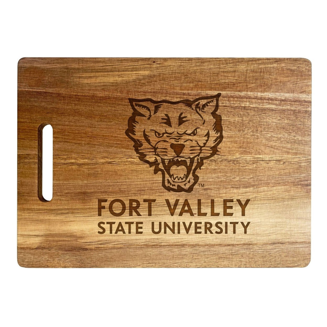 Fort Valley State University Engraved Wooden Cutting Board 10" x 14" Acacia Wood Officially Licensed Collegiate Product Image 1