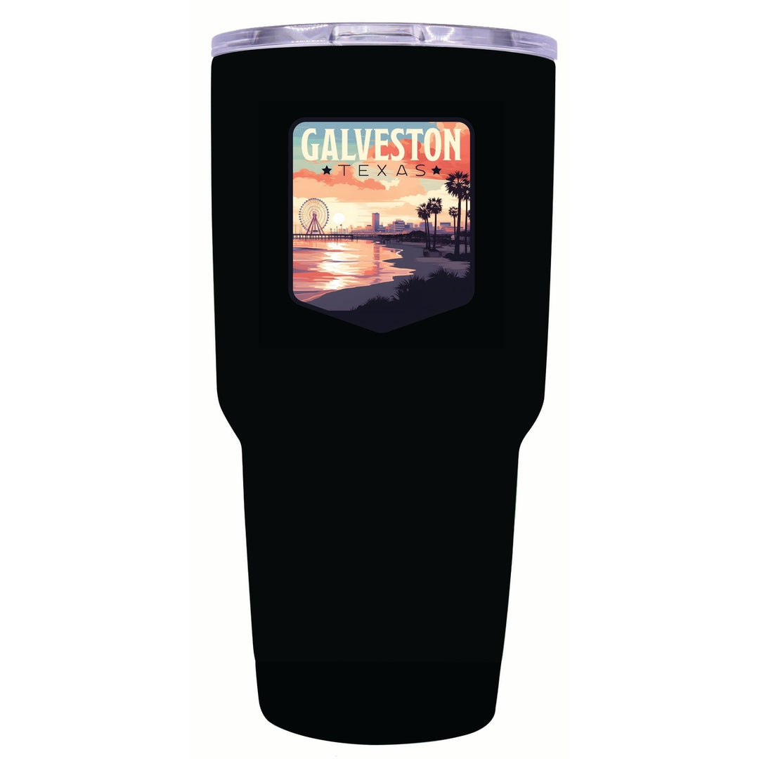 Galveston Texas Pleasure Pier Design Souvenir 24 oz Insulated Stainless Steel Tumbler Image 9