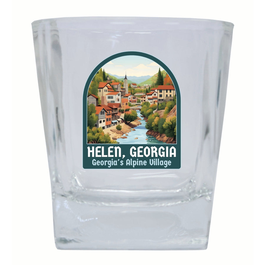 Helen Georgia Alpine Village Design Souvenir 10 oz Whiskey Glass Rocks Glass Image 1