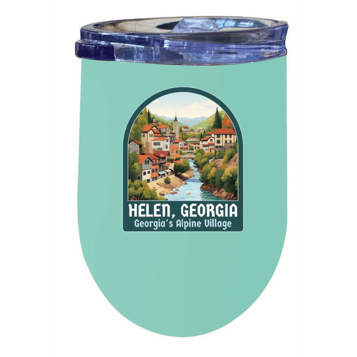 Helen Georgia Alpine Village Design Souvenir 12 oz Insulated Wine Stainless Steel Tumbler Image 2