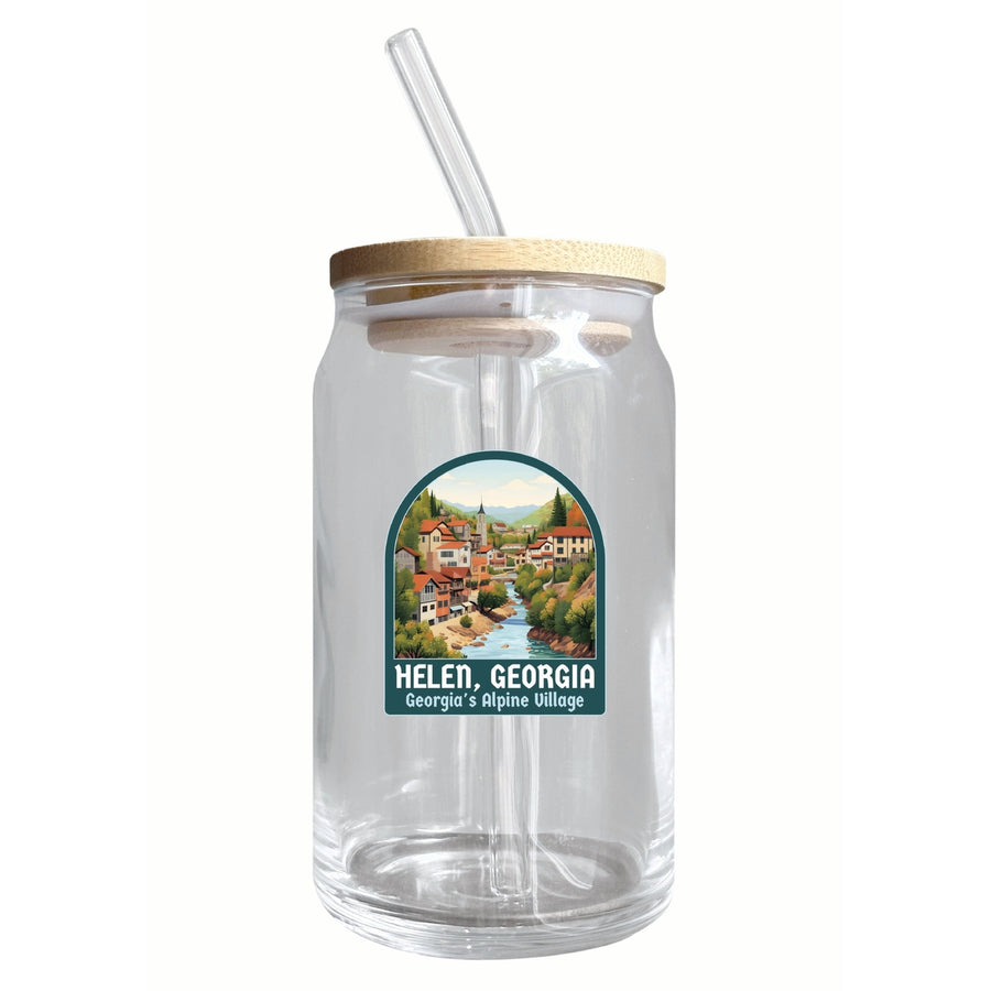 Helen Georgia Alpine Village Design Souvenir 12 oz Beer Can Glass Image 1