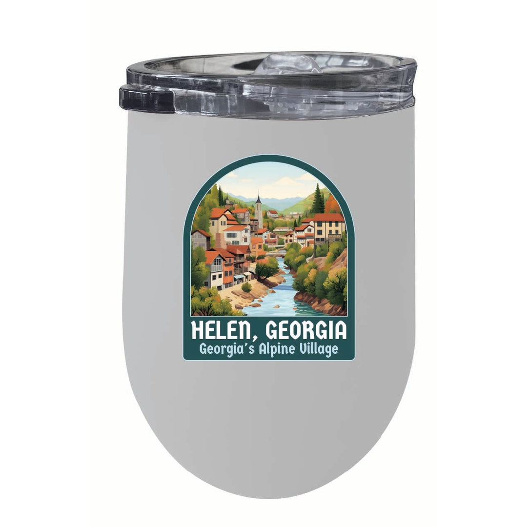 Helen Georgia Alpine Village Design Souvenir 12 oz Insulated Wine Stainless Steel Tumbler Image 1