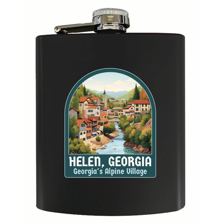 Helen Georgia Alpine Village Design Souvenir 7 oz Steel Flask Matte Finish Image 4