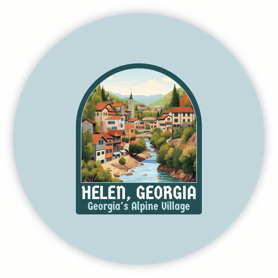 Helen Georgia Alpine Village Design Souvenir Round Fridge Magnet Image 1