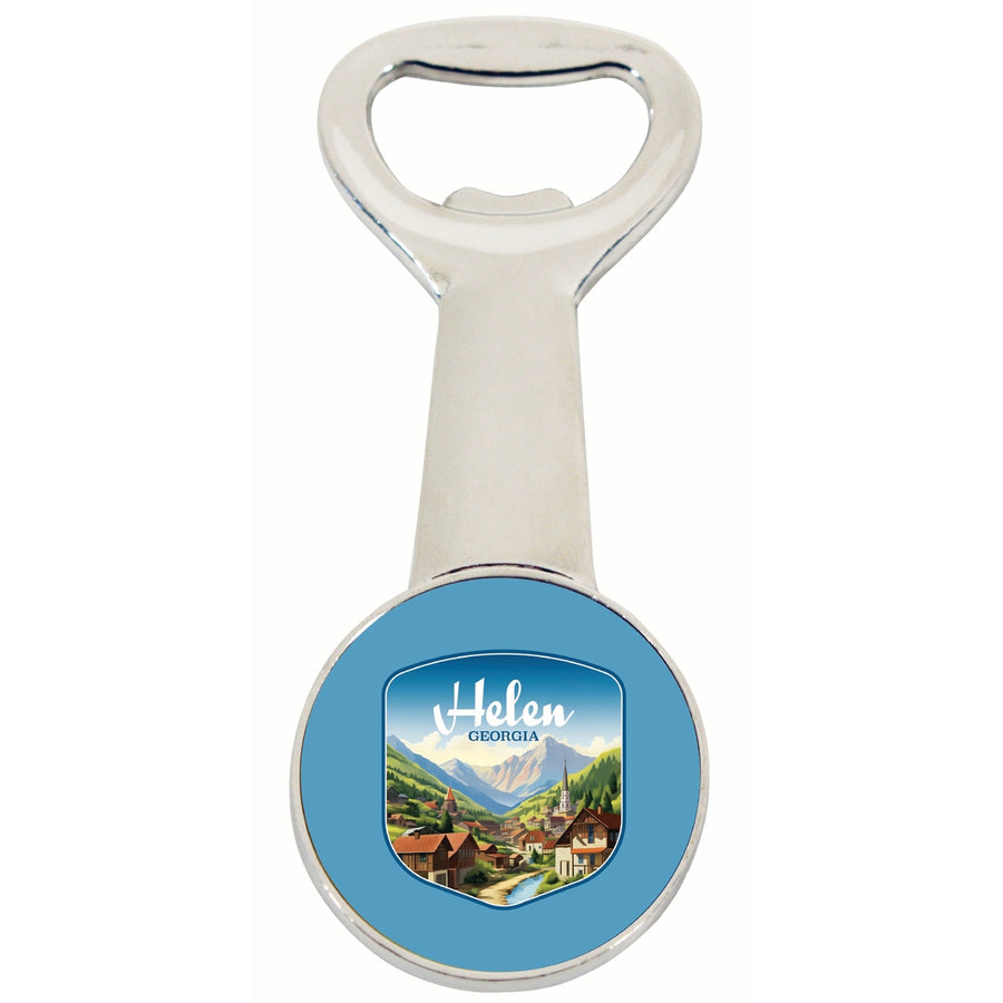 Helen Georgia Town in Mountains Design Souvenir Magnetic Bottle Opener Image 1