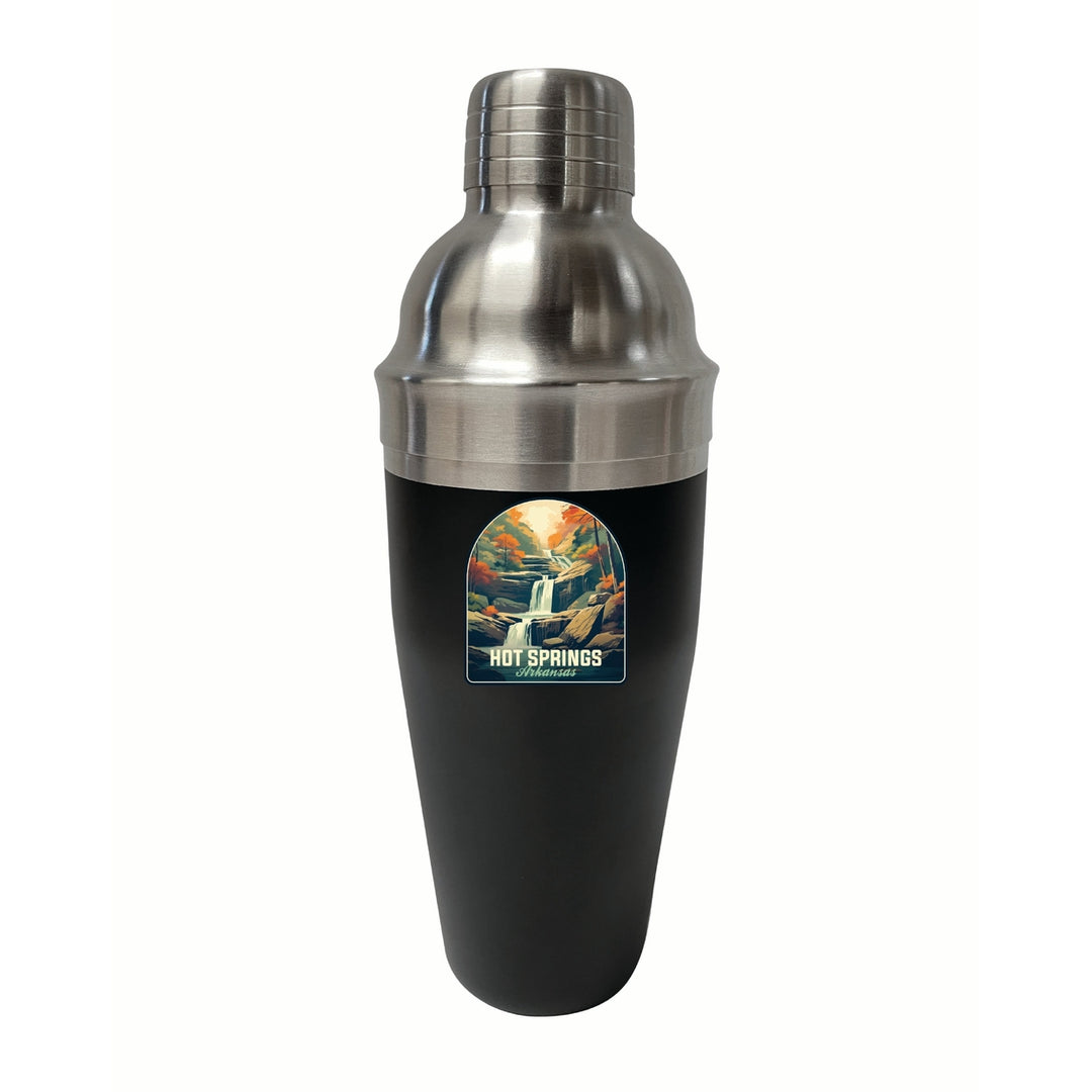 Hot Springs Arkansas Autumn Waterfall Design Souvenir 24 oz Stainless Steel Cocktail Shaker Black Image 1