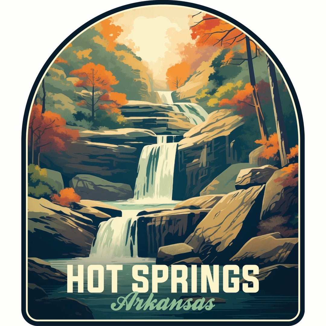 Hot Springs Arkansas Autumn Waterfall Design Souvenir Vinyl Decal Sticker Image 1