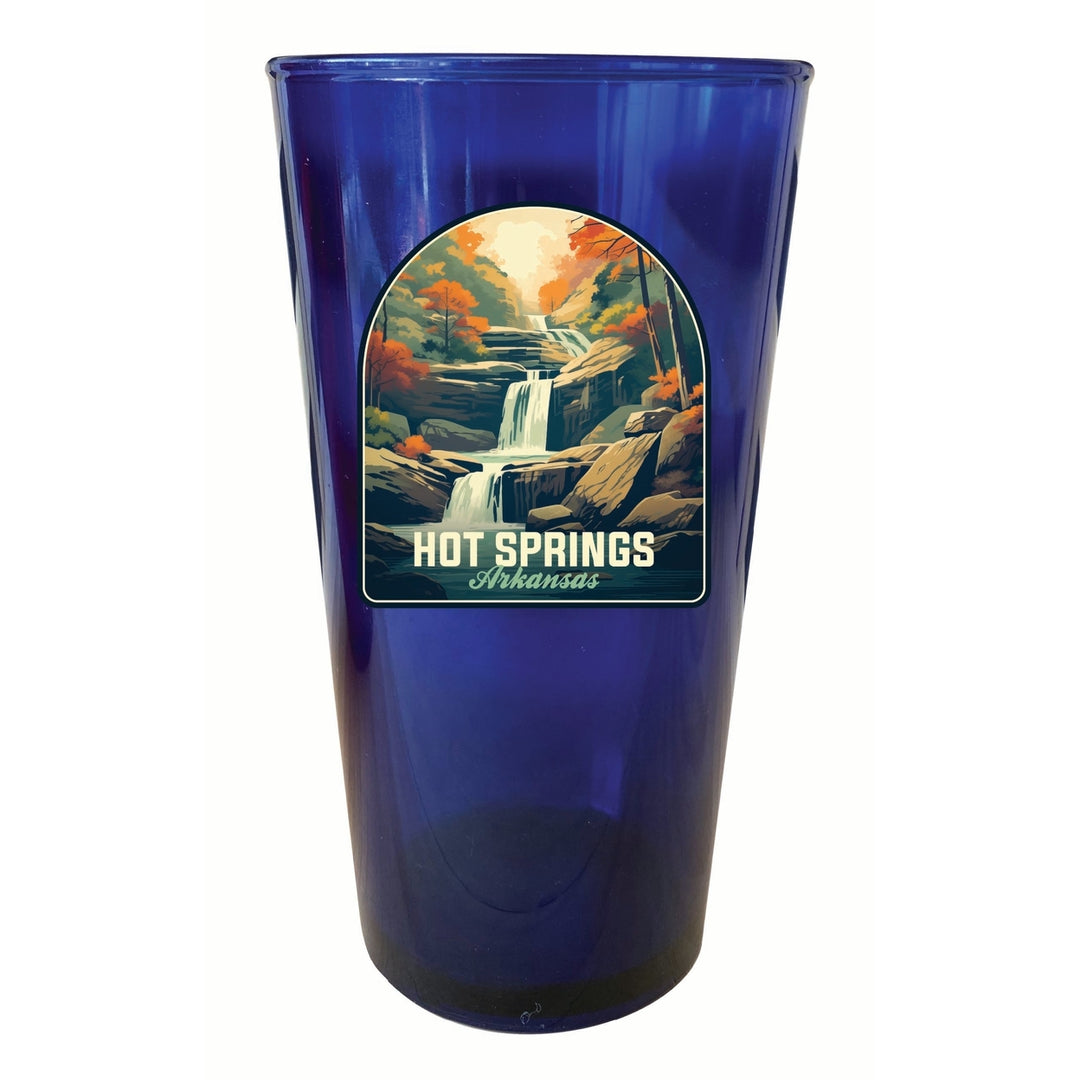 Hot Springs Arkansas Autumn Waterfall Design Souvenir Plastic 16 oz pint Image 1